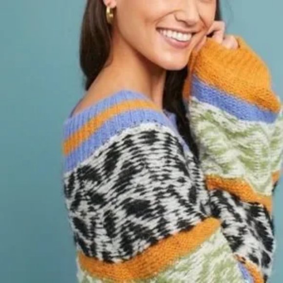 ANTHRO - MOULINETTE SOEURS Intarsia Alpaca Blends Pullover Sweater - Picture 4 of 11